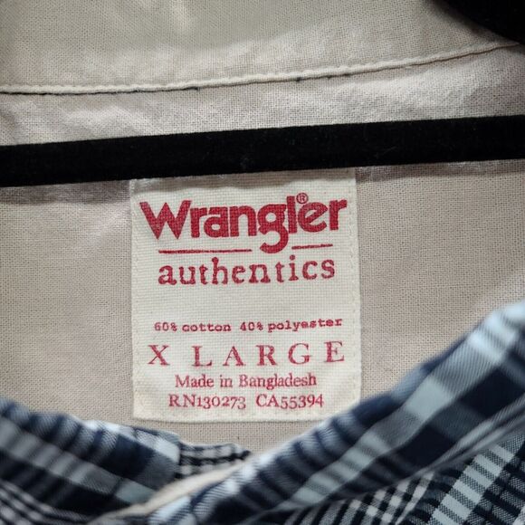 Wrangler Authentic Mens Button Up Multi-Color Size XL 100% Cotton Pocket Button - Picture 5 of 12